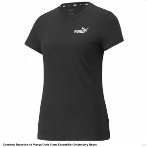 Camiseta Deportiva de Manga Corta Puma Essentials+ Embroidery Negro