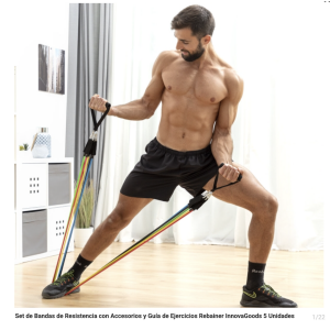 Set de Bandas de Resistencia con Accesorios y Guía de Ejercicios Rebainer InnovaGoods 5 Unidades