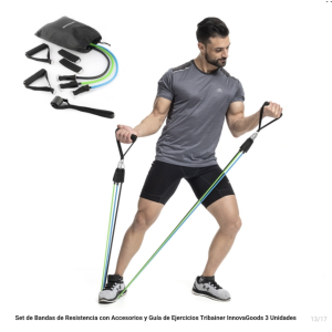 Set de Bandas de Resistencia con Accesorios y Guía de Ejercicios Tribainer InnovaGoods 3 Unidades